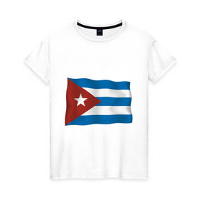 Женская футболка хлопок с принтом Куба флаг , 100% хлопок | прямой крой, круглый вырез горловины, длина до линии бедер, слегка спущенное плечо | cuba | куба | куба афиша | кубинский флаг | республика куба | флаг | флаг кубы | флаги