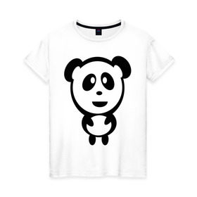 Женская футболка хлопок с принтом Милая панда , 100% хлопок | прямой крой, круглый вырез горловины, длина до линии бедер, слегка спущенное плечо | panda | животное | зверушка | зверь | медведь | медвежонок | мишка | мишутка