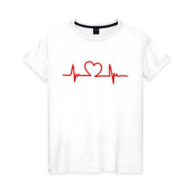 Женская футболка хлопок с принтом В ритме сердца , 100% хлопок | прямой крой, круглый вырез горловины, длина до линии бедер, слегка спущенное плечо | биение сердца | ритм сердца | сердечко | сердце