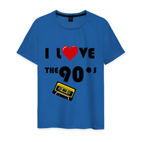 Мужская футболка хлопок с принтом i love 90 `s , 100% хлопок | прямой крой, круглый вырез горловины, длина до линии бедер, слегка спущенное плечо. | 90 e | i love | i love the 90s | касета | кассета | музыка | музыка 90 х | я люблю | я люблю 90е