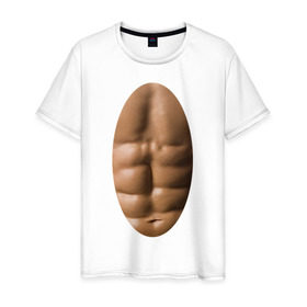 Мужская футболка хлопок с принтом мужское тело , 100% хлопок | прямой крой, круглый вырез горловины, длина до линии бедер, слегка спущенное плечо. | мышцы | обнаженное тело | пресс