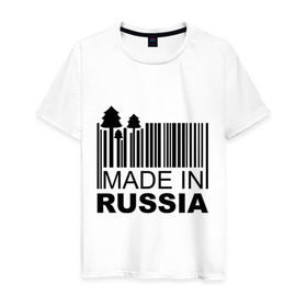 Мужская футболка хлопок с принтом Made in Russia штрихкод , 100% хлопок | прямой крой, круглый вырез горловины, длина до линии бедер, слегка спущенное плечо. | made in russia | сделано в россии | че2012 | штрих код | штрихкод | я русский