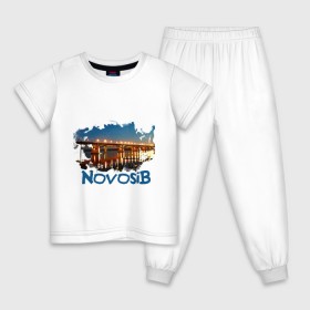 Детская пижама хлопок с принтом Novosib print , 100% хлопок |  брюки и футболка прямого кроя, без карманов, на брюках мягкая резинка на поясе и по низу штанин
 | город | города | мост | новосиб | новосибирск | нск