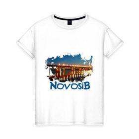 Женская футболка хлопок с принтом Novosib print , 100% хлопок | прямой крой, круглый вырез горловины, длина до линии бедер, слегка спущенное плечо | город | города | мост | новосиб | новосибирск | нск