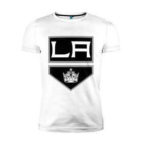 Мужская футболка премиум с принтом Los Angeles Kings - Лос Анджелес , 92% хлопок, 8% лайкра | приталенный силуэт, круглый вырез ворота, длина до линии бедра, короткий рукав | Тематика изображения на принте: la | los angeles kings | nhl | кубок стенли | лос анджелес кингс | нхл | хоккей