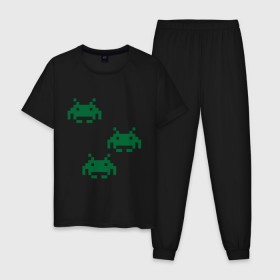 Мужская пижама хлопок с принтом Space invaders 8 bit , 100% хлопок | брюки и футболка прямого кроя, без карманов, на брюках мягкая резинка на поясе и по низу штанин
 | 8 bit | 8 бит | 8bit | 8бит | space invaders | космические захватчики