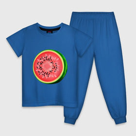Детская пижама хлопок с принтом Половина арбуза , 100% хлопок |  брюки и футболка прямого кроя, без карманов, на брюках мягкая резинка на поясе и по низу штанин
 | арбуз | вкусное | девушкам | фрукты | фрукты и ягоды