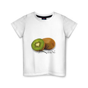 Детская футболка хлопок с принтом Kiwi , 100% хлопок | круглый вырез горловины, полуприлегающий силуэт, длина до линии бедер | Тематика изображения на принте: вкусное | девушкам | киви | фрукты | фрукты и ягоды