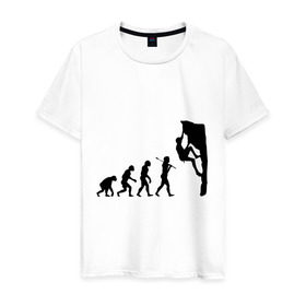 Мужская футболка хлопок с принтом Эволюция альпиниста , 100% хлопок | прямой крой, круглый вырез горловины, длина до линии бедер, слегка спущенное плечо. | climb | climber | альпинизм | альпинист | альпинисты | горы | путь | скалолазанье | скалолазы | спорт | эволюция