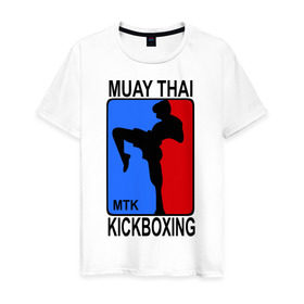 Мужская футболка хлопок с принтом Muay Thai Kickboxing , 100% хлопок | прямой крой, круглый вырез горловины, длина до линии бедер, слегка спущенное плечо. | Тематика изображения на принте: кикбоксинг | муай тай
