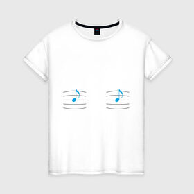 Женская футболка хлопок с принтом Си-си, ноты , 100% хлопок | прямой крой, круглый вырез горловины, длина до линии бедер, слегка спущенное плечо | грудь | музыка | нота | сиси