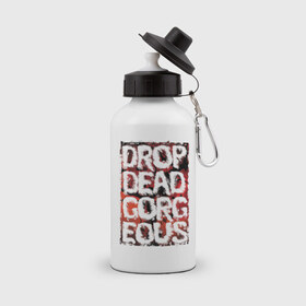 Бутылка спортивная с принтом Drop Dead, Gorgeous , металл | емкость — 500 мл, в комплекте две пластиковые крышки и карабин для крепления | Тематика изображения на принте: drop dead