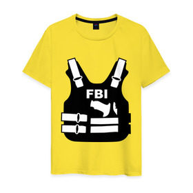Мужская футболка хлопок с принтом FBI (униформа) , 100% хлопок | прямой крой, круглый вырез горловины, длина до линии бедер, слегка спущенное плечо. | Тематика изображения на принте: fbi | fbi и police | fbi униформа | бронежилет | жилет | силовые структуры | униформа