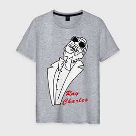 Мужская футболка хлопок с принтом Ray Charles (1) , 100% хлопок | прямой крой, круглый вырез горловины, длина до линии бедер, слегка спущенное плечо. | 