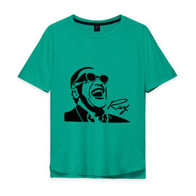 Мужская футболка хлопок Oversize с принтом Ray Charles (2) , 100% хлопок | свободный крой, круглый ворот, “спинка” длиннее передней части | Тематика изображения на принте: charles | jazz | lash | ray | ray charles | музыка | рей | рей чарлз | чарлз