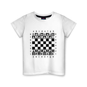 Детская футболка хлопок с принтом Шахматная достка , 100% хлопок | круглый вырез горловины, полуприлегающий силуэт, длина до линии бедер | Тематика изображения на принте: шахматист | шахматная доска | шахматы