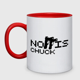 Кружка двухцветная с принтом Chuck Norris , керамика | объем — 330 мл, диаметр — 80 мм. Цветная ручка и кайма сверху, в некоторых цветах — вся внутренняя часть | Тематика изображения на принте: 