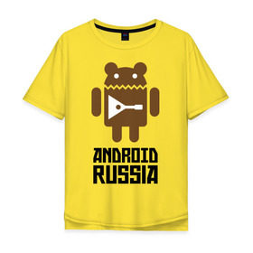 Мужская футболка хлопок Oversize с принтом Android Russia , 100% хлопок | свободный крой, круглый ворот, “спинка” длиннее передней части | Тематика изображения на принте: android russia | антибренд