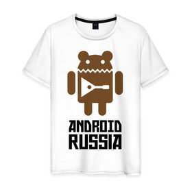 Мужская футболка хлопок с принтом Android Russia , 100% хлопок | прямой крой, круглый вырез горловины, длина до линии бедер, слегка спущенное плечо. | Тематика изображения на принте: android russia | антибренд