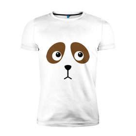 Мужская футболка премиум с принтом Грустная собачка , 92% хлопок, 8% лайкра | приталенный силуэт, круглый вырез ворота, длина до линии бедра, короткий рукав | грустная собачка | животные | картинки | собака