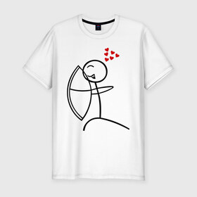 Мужская футболка премиум с принтом Стрела любви парная , 92% хлопок, 8% лайкра | приталенный силуэт, круглый вырез ворота, длина до линии бедра, короткий рукав | стрела