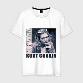 Мужская футболка хлопок с принтом Nirvana- Kurt Cobain , 100% хлопок | прямой крой, круглый вырез горловины, длина до линии бедер, слегка спущенное плечо. | kurt cobain | nirvana | группы | курт кобейн | музыка | музыкальные группы. курт | нирвана