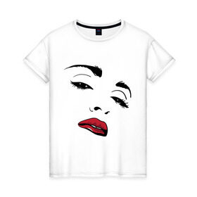 Женская футболка хлопок с принтом Мадонна , 100% хлопок | прямой крой, круглый вырез горловины, длина до линии бедер, слегка спущенное плечо | madona | madonna | лицо | мадона | мадонна | музыка | певица | портрет