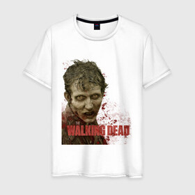 Мужская футболка хлопок с принтом Walking dead зомби , 100% хлопок | прямой крой, круглый вырез горловины, длина до линии бедер, слегка спущенное плечо. | 