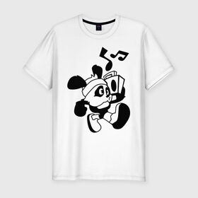Мужская футболка премиум с принтом Old school panda , 92% хлопок, 8% лайкра | приталенный силуэт, круглый вырез ворота, длина до линии бедра, короткий рукав | Тематика изображения на принте: панда