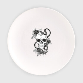 Тарелка с принтом череп роз , фарфор | диаметр - 210 мм
диаметр для нанесения принта - 120 мм | скелет