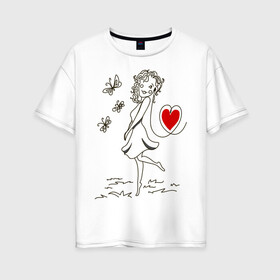 Женская футболка хлопок Oversize с принтом Player woman , 100% хлопок | свободный крой, круглый ворот, спущенный рукав, длина до линии бедер
 | 14 feb | 14 февраля | влюбленным | девушка | день святого валентина | любовь | парные | плеер