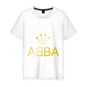 Мужская футболка хлопок с принтом ABBA золото , 100% хлопок | прямой крой, круглый вырез горловины, длина до линии бедер, слегка спущенное плечо. | abba | абба | музыка