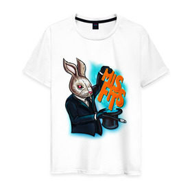 Мужская футболка хлопок с принтом Кролик-психопат , 100% хлопок | прямой крой, круглый вырез горловины, длина до линии бедер, слегка спущенное плечо. | misfits