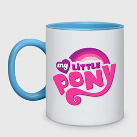 Кружка двухцветная с принтом My little pony logo , керамика | объем — 330 мл, диаметр — 80 мм. Цветная ручка и кайма сверху, в некоторых цветах — вся внутренняя часть | my little pony | my little pony logo | pony | детские | мой маленький пони | пони