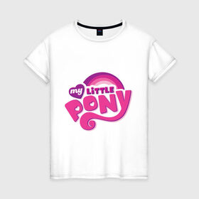 Женская футболка хлопок с принтом My little pony logo , 100% хлопок | прямой крой, круглый вырез горловины, длина до линии бедер, слегка спущенное плечо | my little pony | my little pony logo | pony | детские | мой маленький пони | пони