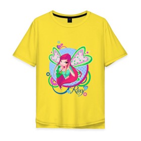 Мужская футболка хлопок Oversize с принтом WinX - Рокси , 100% хлопок | свободный крой, круглый ворот, “спинка” длиннее передней части | roxy | win x | winx | винкс | детские | детям | для детей | рокси | феи