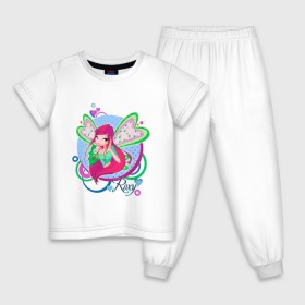 Детская пижама хлопок с принтом WinX - Рокси , 100% хлопок |  брюки и футболка прямого кроя, без карманов, на брюках мягкая резинка на поясе и по низу штанин
 | roxy | win x | winx | винкс | детские | детям | для детей | рокси | феи