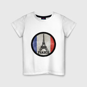 Детская футболка хлопок с принтом Logo France , 100% хлопок | круглый вырез горловины, полуприлегающий силуэт, длина до линии бедер | Тематика изображения на принте: france | флаг франций | франция | эйфелева башня