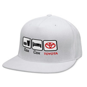 Кепка снепбек с прямым козырьком с принтом Главное в жизни - еда, сон , Toyota. , хлопок 100% |  | toyota | автобренды | логотип тойота