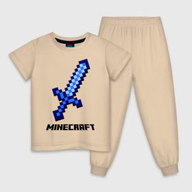 Детская пижама хлопок с принтом Меч minecraft , 100% хлопок |  брюки и футболка прямого кроя, без карманов, на брюках мягкая резинка на поясе и по низу штанин
 | boom | minecraft | игры | компьютерные игры | майнкрафт
