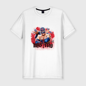 Мужская футболка премиум с принтом WWE Mysterio , 92% хлопок, 8% лайкра | приталенный силуэт, круглый вырез ворота, длина до линии бедра, короткий рукав | джон сина