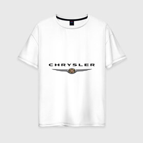 Женская футболка хлопок Oversize с принтом Chrysler logo , 100% хлопок | свободный крой, круглый ворот, спущенный рукав, длина до линии бедер
 | chrysler | автомобиль chrysler | автомобиль краислер | краислер | логотип chrysler | логотип краислер
