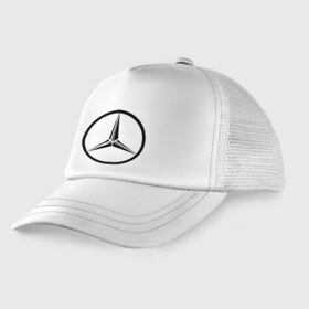 Детская кепка тракер с принтом Mercedes-Benz logo , Козырек - 100% хлопок. Кепка - 100% полиэстер, Задняя часть - сетка | универсальный размер, пластиковая застёжка | Тематика изображения на принте: mercedes | mercedes benz | логотип mercedes | логотип mercedes benz | логотип мерседерс бенс | мерен | мерседерс | мерседерс бенс