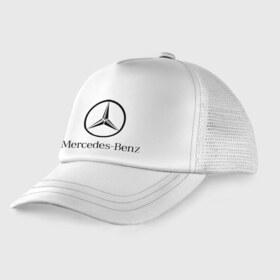 Детская кепка тракер с принтом Logo Mercedes-Benz , Козырек - 100% хлопок. Кепка - 100% полиэстер, Задняя часть - сетка | универсальный размер, пластиковая застёжка | Тематика изображения на принте: mercedes | mercedes benz | логотип mercedes | логотип mercedes benz | логотип мерседерс бенс | мерен | мерседерс | мерседерс бенс