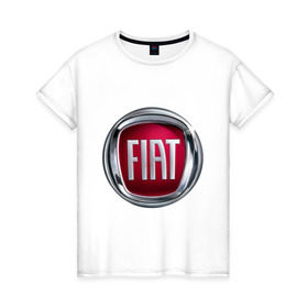 Женская футболка хлопок с принтом FIAT logo , 100% хлопок | прямой крой, круглый вырез горловины, длина до линии бедер, слегка спущенное плечо | fiat | автомобиль фиат | логотип fiat | логотип фиат | фиат