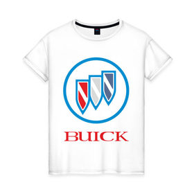 Женская футболка хлопок с принтом Logo buick , 100% хлопок | прямой крой, круглый вырез горловины, длина до линии бедер, слегка спущенное плечо | buick | автомобиль buick | логотип buick