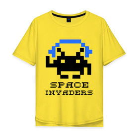 Мужская футболка хлопок Oversize с принтом Космический захватчик (space invaders) , 100% хлопок | свободный крой, круглый ворот, “спинка” длиннее передней части | Тематика изображения на принте: space invaders | космический захватчик