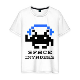Мужская футболка хлопок с принтом Космический захватчик (space invaders) , 100% хлопок | прямой крой, круглый вырез горловины, длина до линии бедер, слегка спущенное плечо. | Тематика изображения на принте: space invaders | космический захватчик