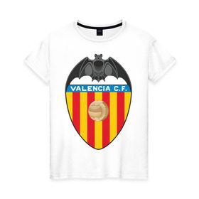 Женская футболка хлопок с принтом Валенсия , 100% хлопок | прямой крой, круглый вырез горловины, длина до линии бедер, слегка спущенное плечо | valencia | болельщикам | валенсия | для болельщиков | испанские клубы | фк | футбол | футбольные клубы