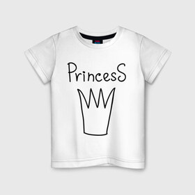 Детская футболка хлопок с принтом PrincesS picture , 100% хлопок | круглый вырез горловины, полуприлегающий силуэт, длина до линии бедер | princess | девушкам | для девушек | корона | подарок девушке